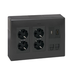 Simon 500 Cima | Graphite Surface Wall Box | Schuko sockets | Simon